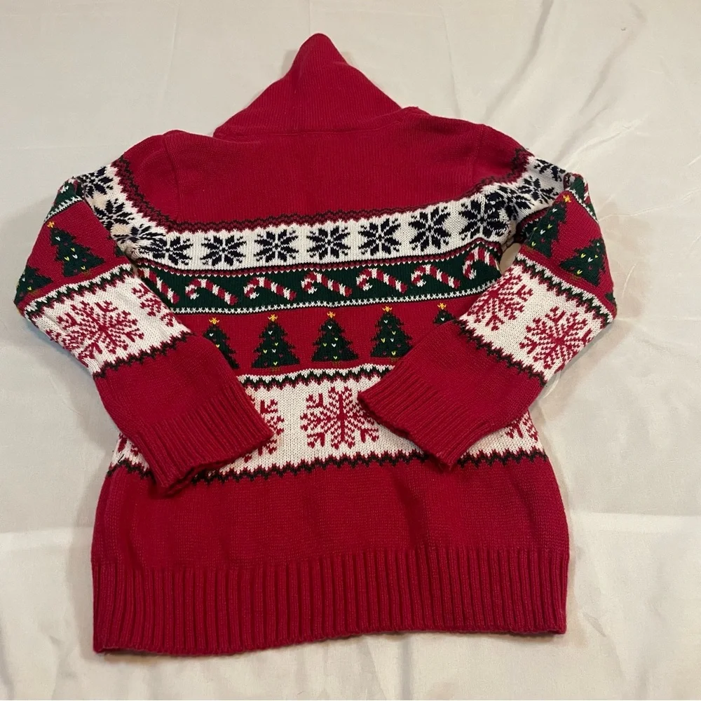 The Children's‎ Place Red Fair Isle Collar Holiday Tree Knit Sweater